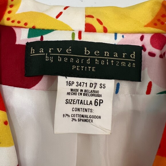 Harve Benard Vintage Retro Floral Blazer Jacket Orange Yellow Pink - Women's 6 P - Picture 4 of 10
